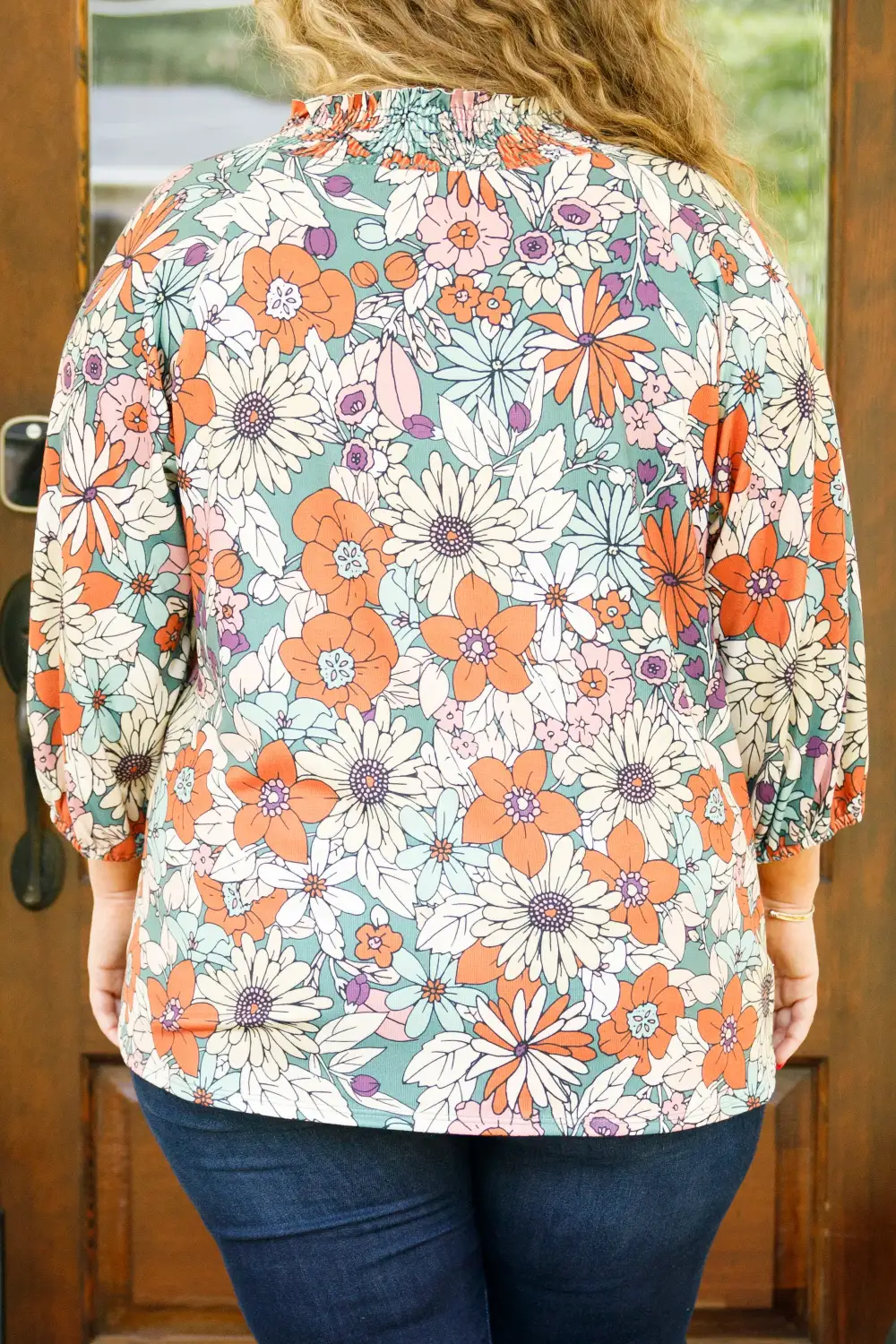 Dreaming In Florals Blouse, Dark Sage