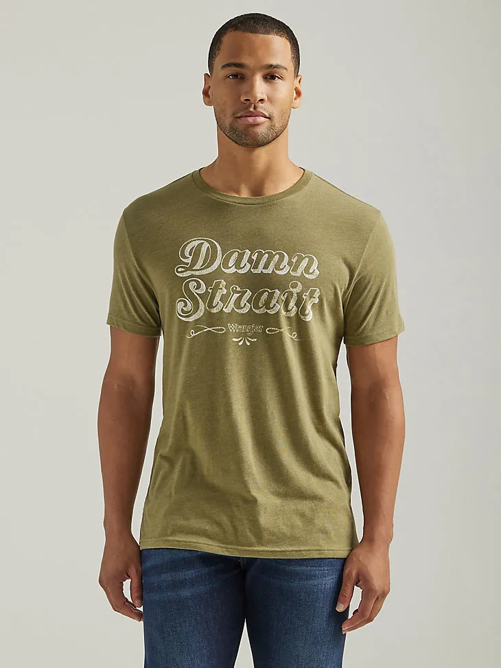 MEN'S GEORGE STRAIT DAMN STRAIT GRAPHIC T-SHIRT IN OLIVE HEATHER