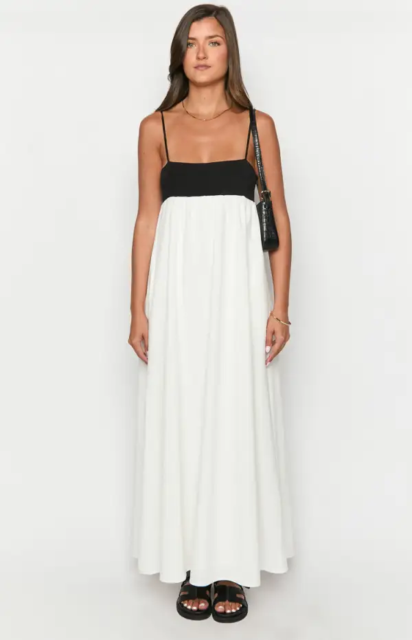 Akari White Contrast Maxi Dress