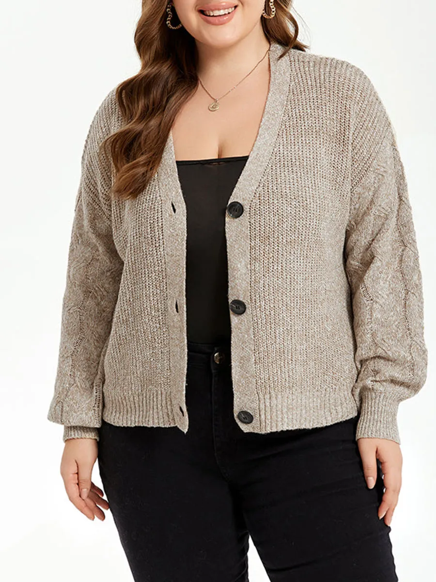 Button Front Drop Shoulder Open Front Cardigan