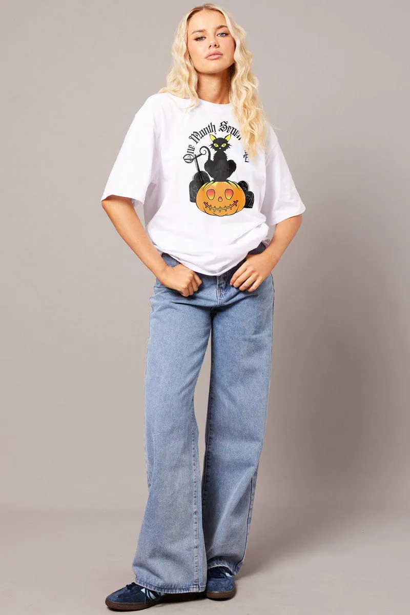 Women's Artistic Pumpkin Letter Combination Printed T-shirt