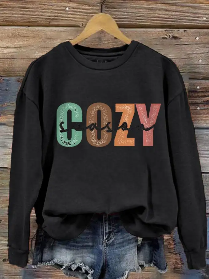 Women's Cozy Season Print Casual Sweatshirt