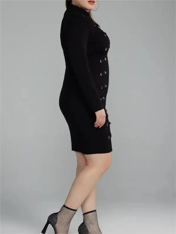 Grommet Seamed Ponte Knit Dress