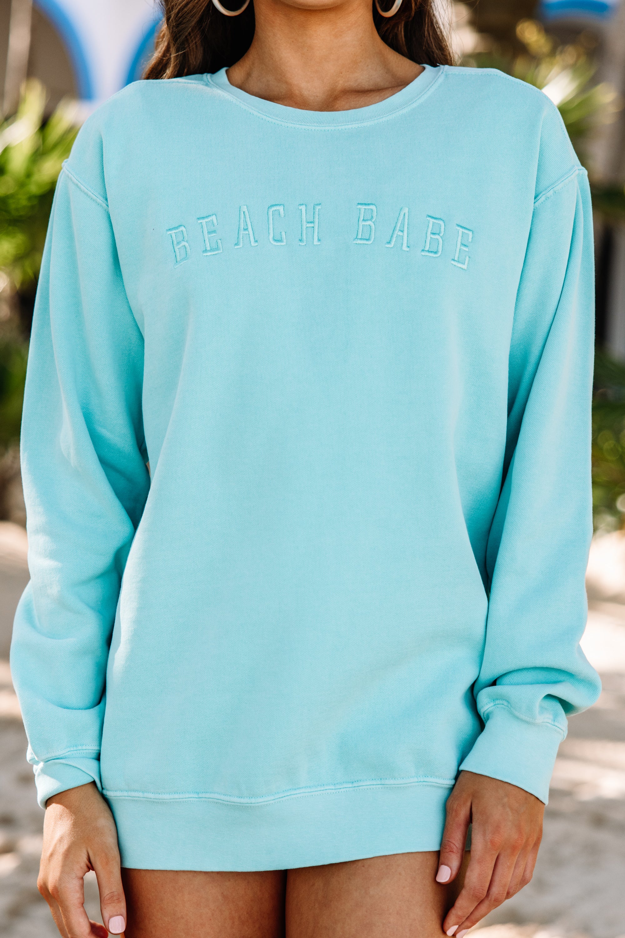 Comfort Colors: Beach Babe Chalky Mint Embroidered Sweatshirt