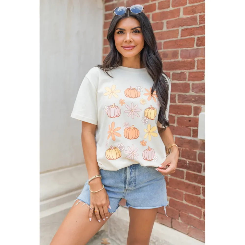 Pumpkin Daisy Oversized Graphic Tee