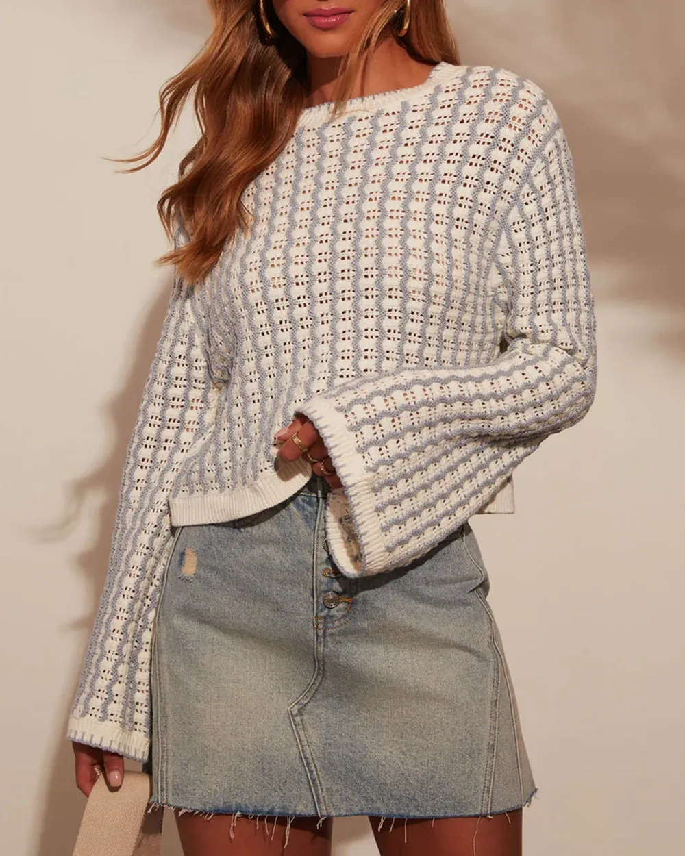 Amani Wide Sleeve Gingham Pullover