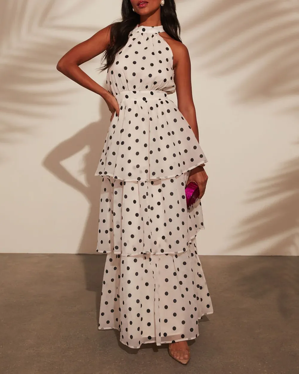 Spanish Riviera Polka Dot Tiered Maxi Dress