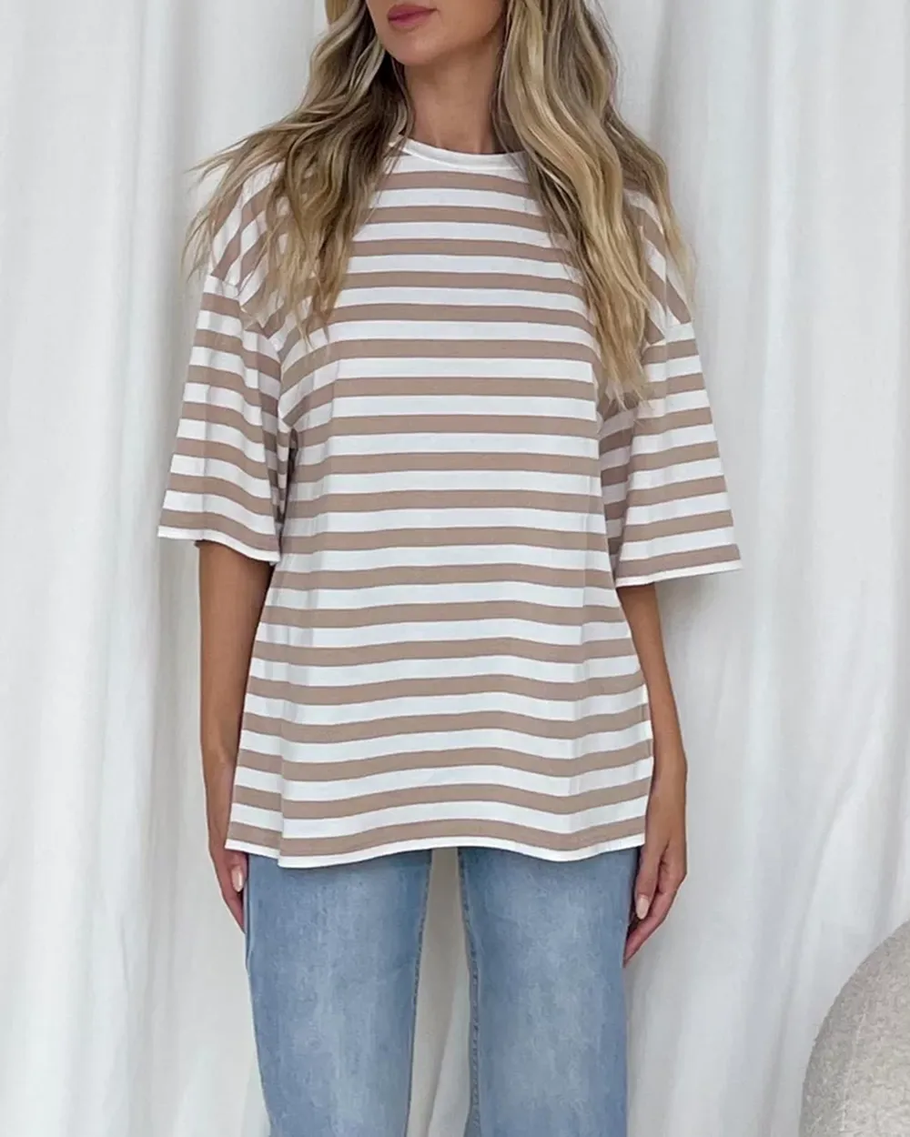 Nostalgia Stripe Oversized Boyfriend Tee