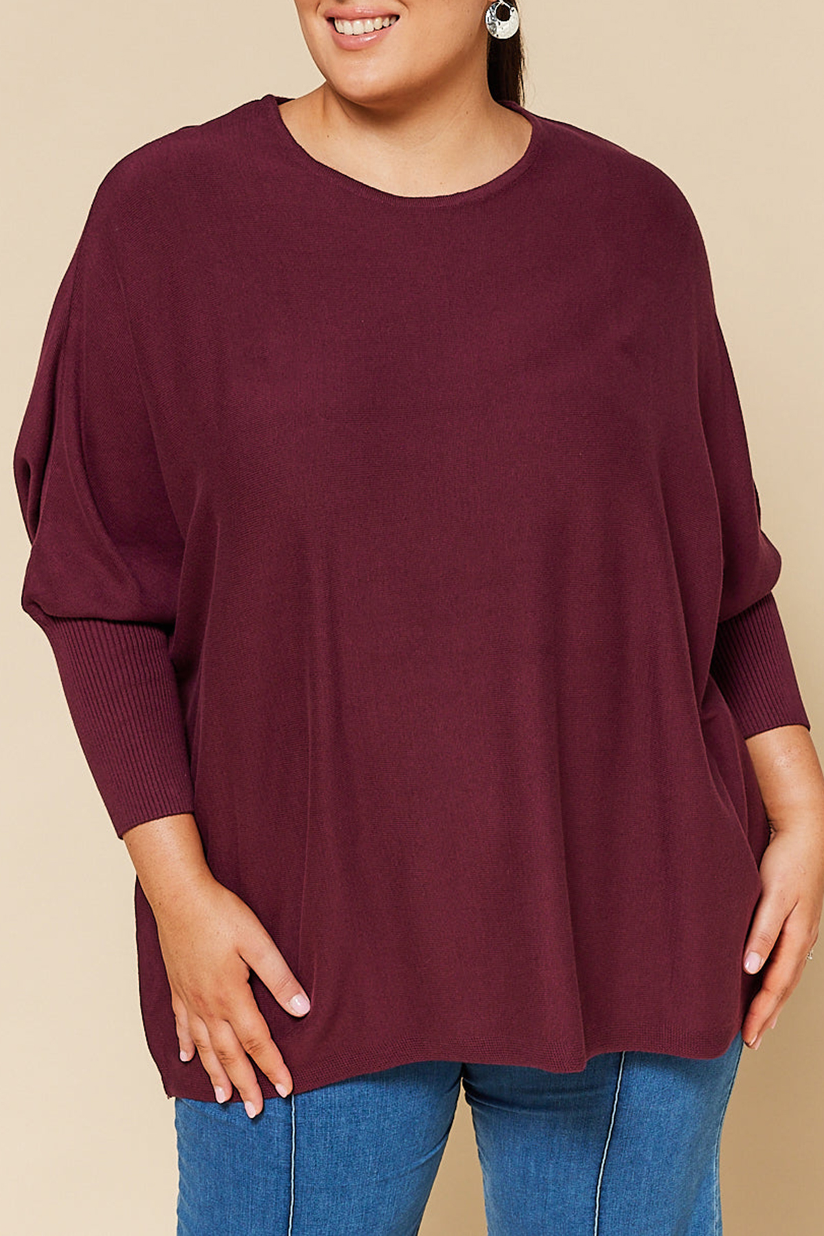 Mia Oversized Jumper In Plum