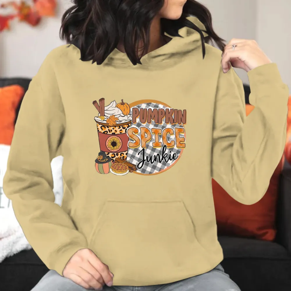 Pumpkin Spice Junkie Printed Hoodie