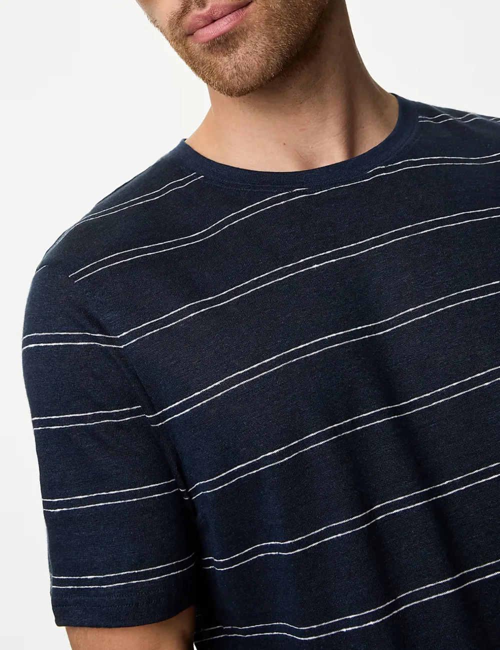 Pure Linen Striped T-Shirt