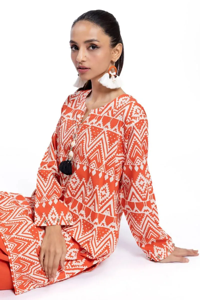 2 Piece | Kurta & Pants | Color Orange