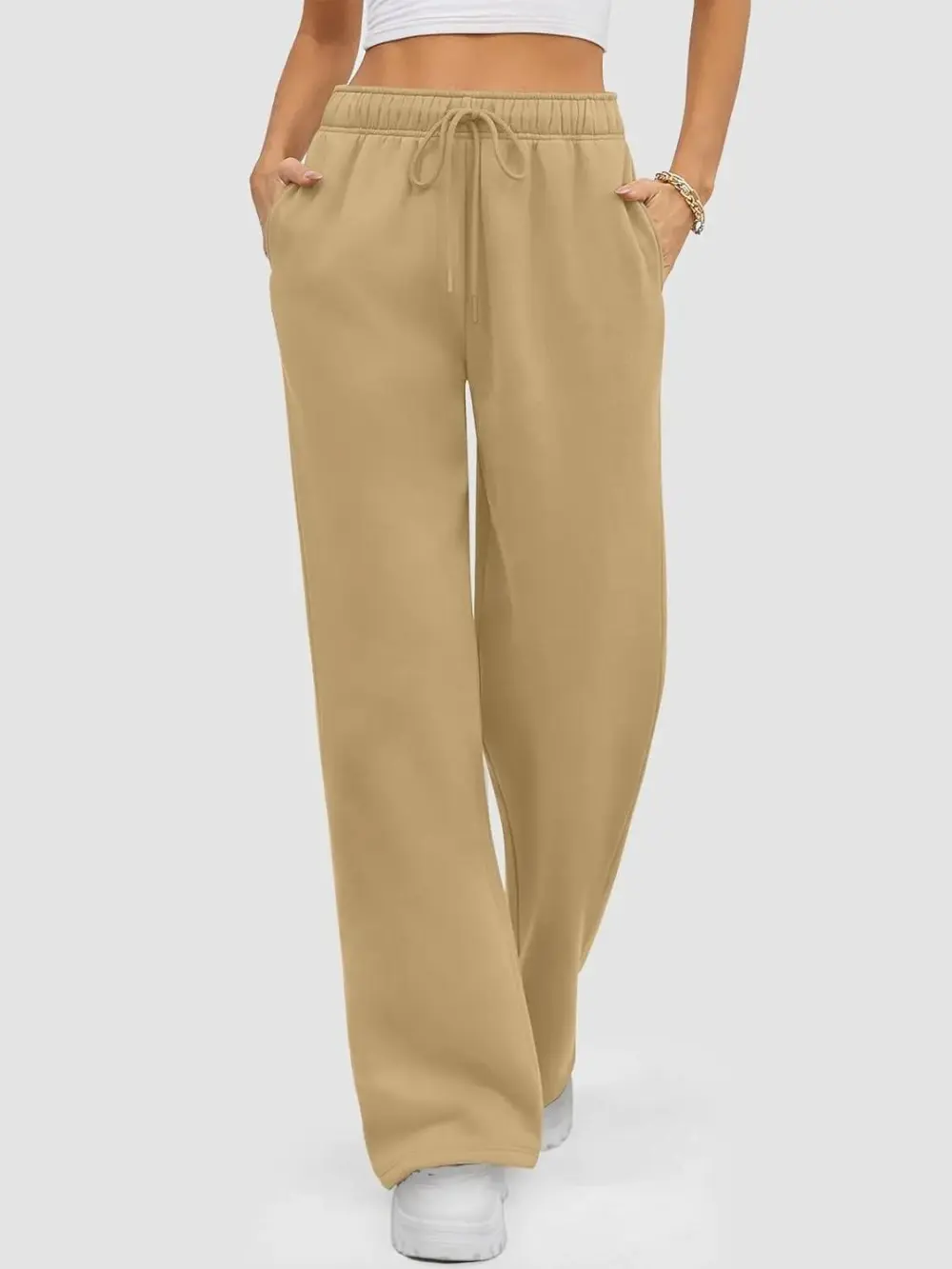 Baggy Sweatpant Fleece Lined Straight Leg Pants