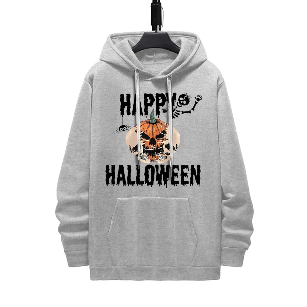 HAPPY HALLOWEEN PATTERN PRINTED HOODIE