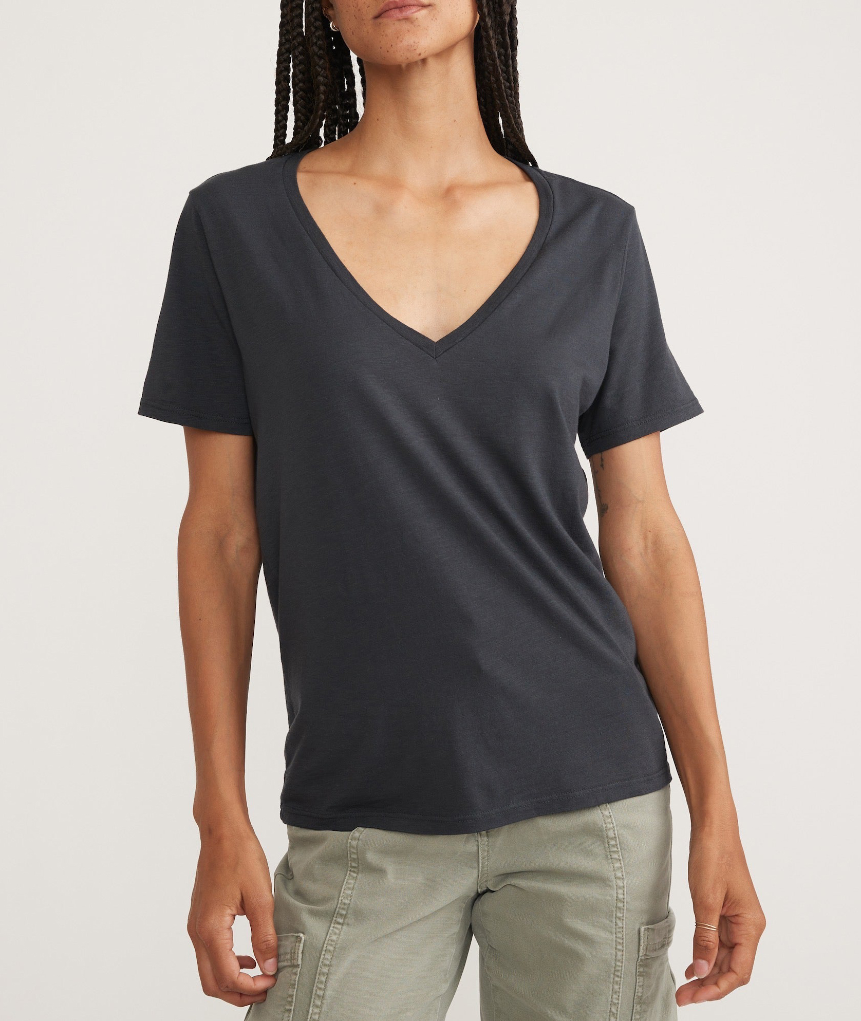 Faded Black V Neck Tee