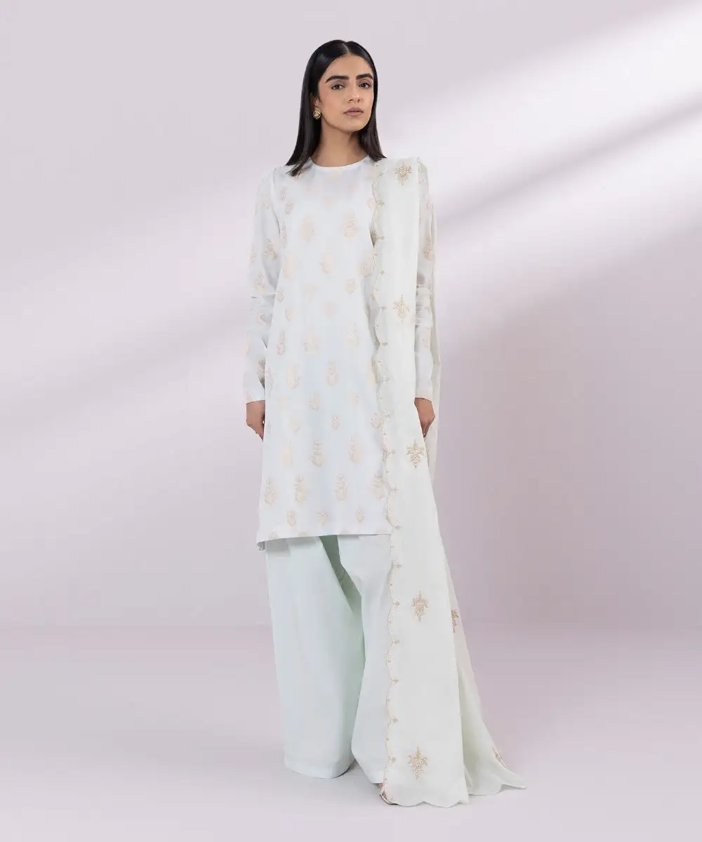 3 Piece - Embroidered Jacquard Suit