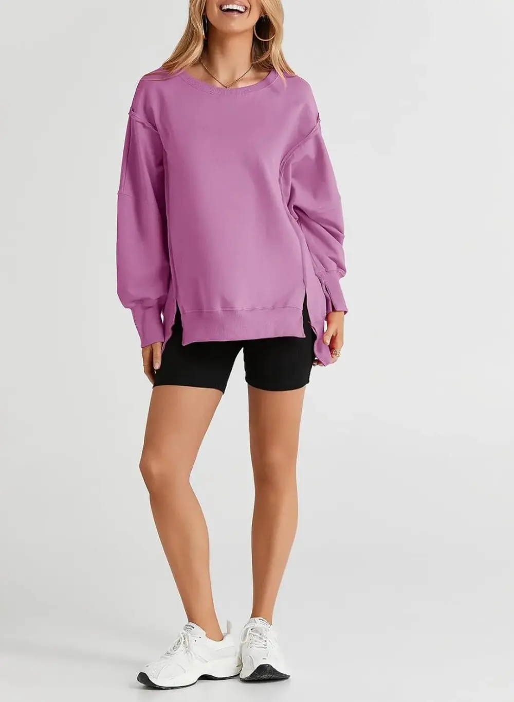 Oversized Reverse Seam Sweatshirt Long Sleeve Crewneck Pullover