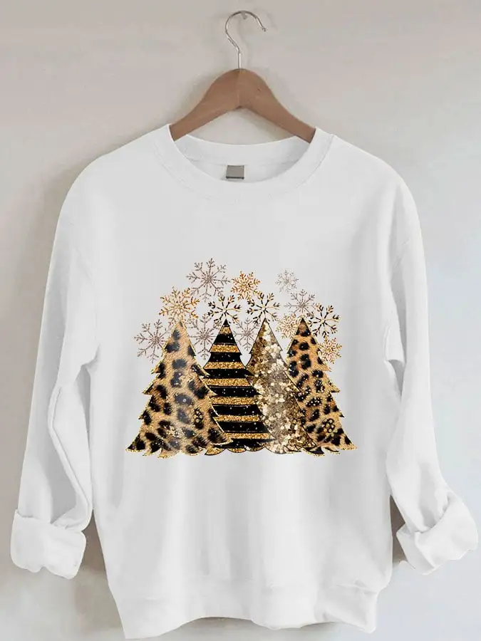 Women' Leopard   Tree Print Casual Sweatshirt