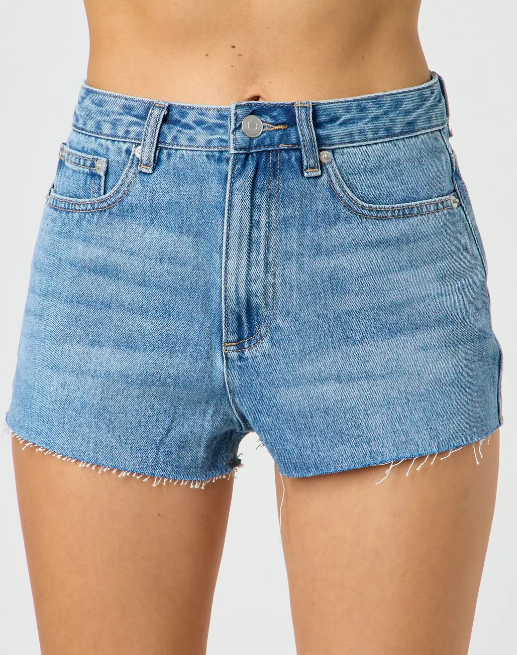 High Rise Denim Mini Short