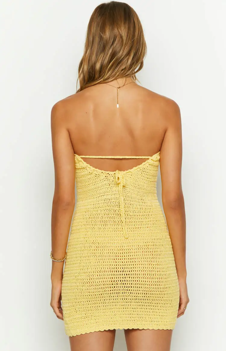 July Yellow Knit Mini Dress