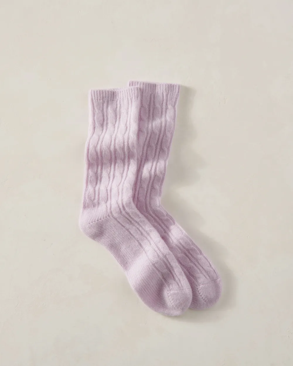 Cashmere Blend Cable Knit Socks