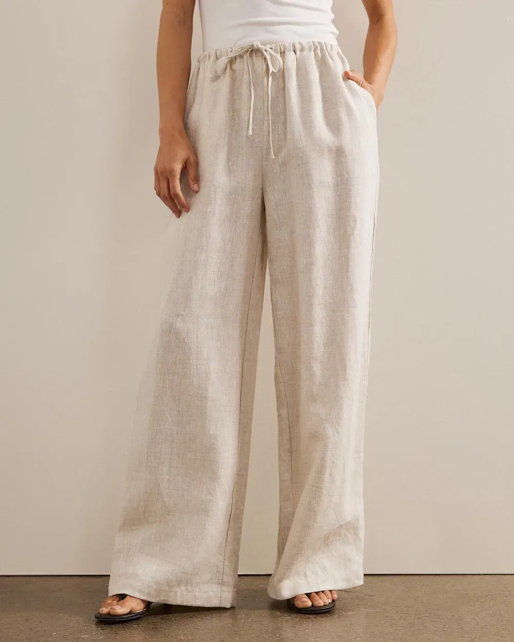 Drawstring Waist Relaxed Linen Pants