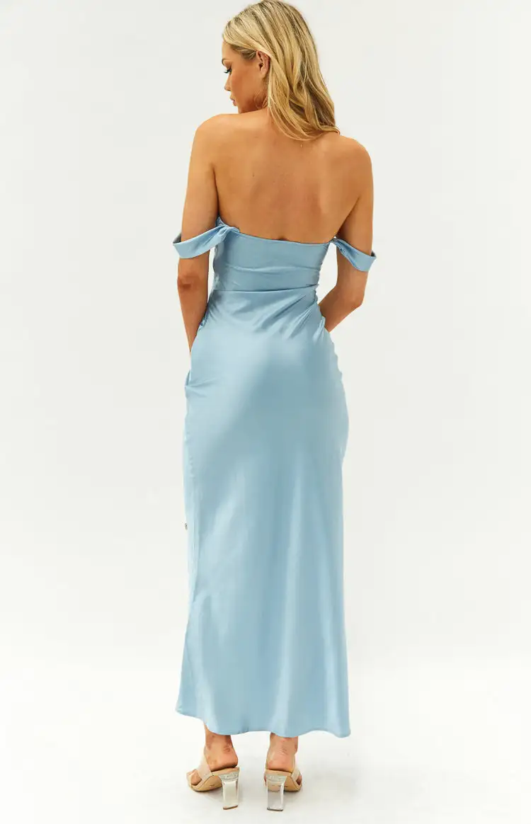 Ella Light Blue Off Shoulder Formal Dress