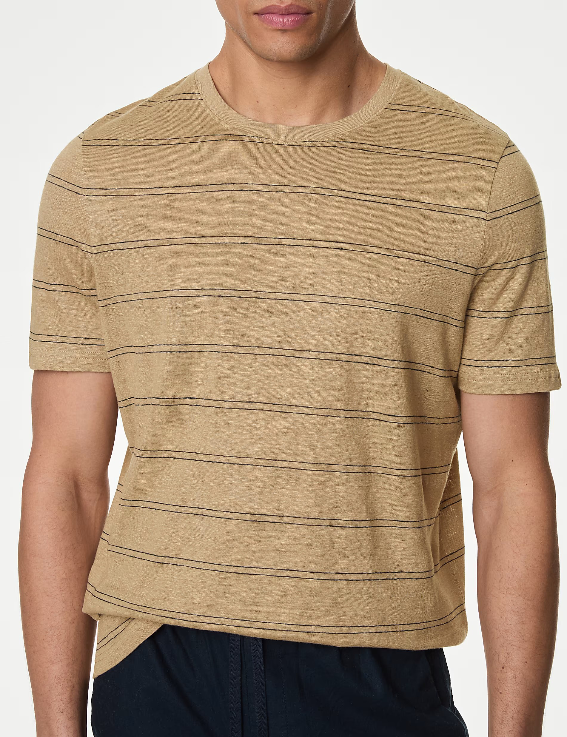 Pure Linen Striped T-Shirt