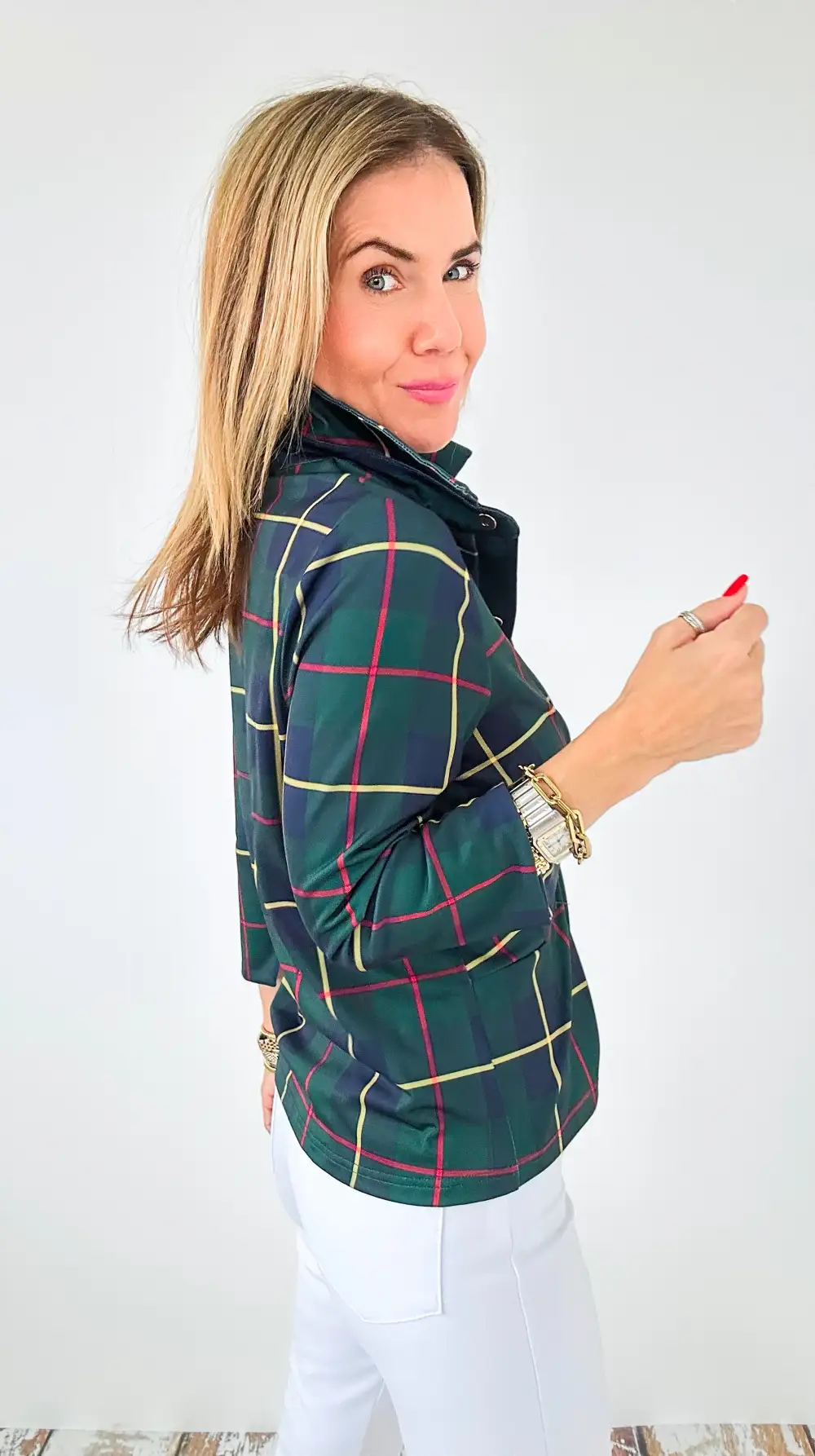 Highland Twist Tartan Blouse- Green