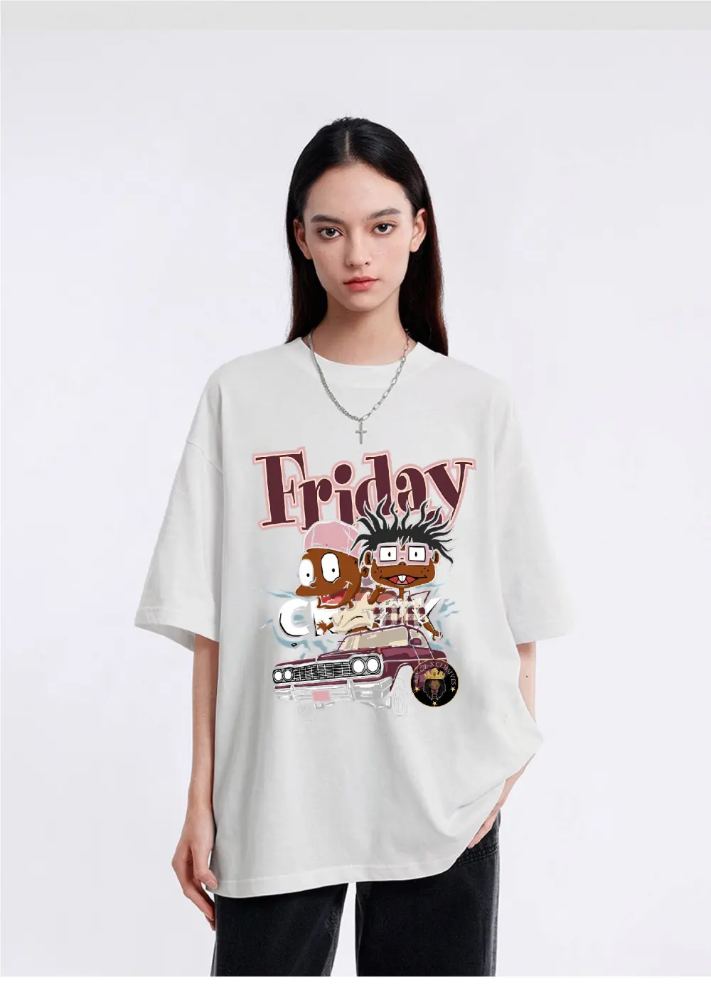 Women's Cartoon Car Printed T-shirt