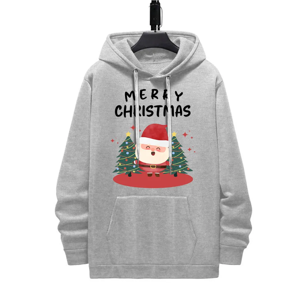 MERRY CHRISTMAS SANTA PATTERN PRINTED HOODIE