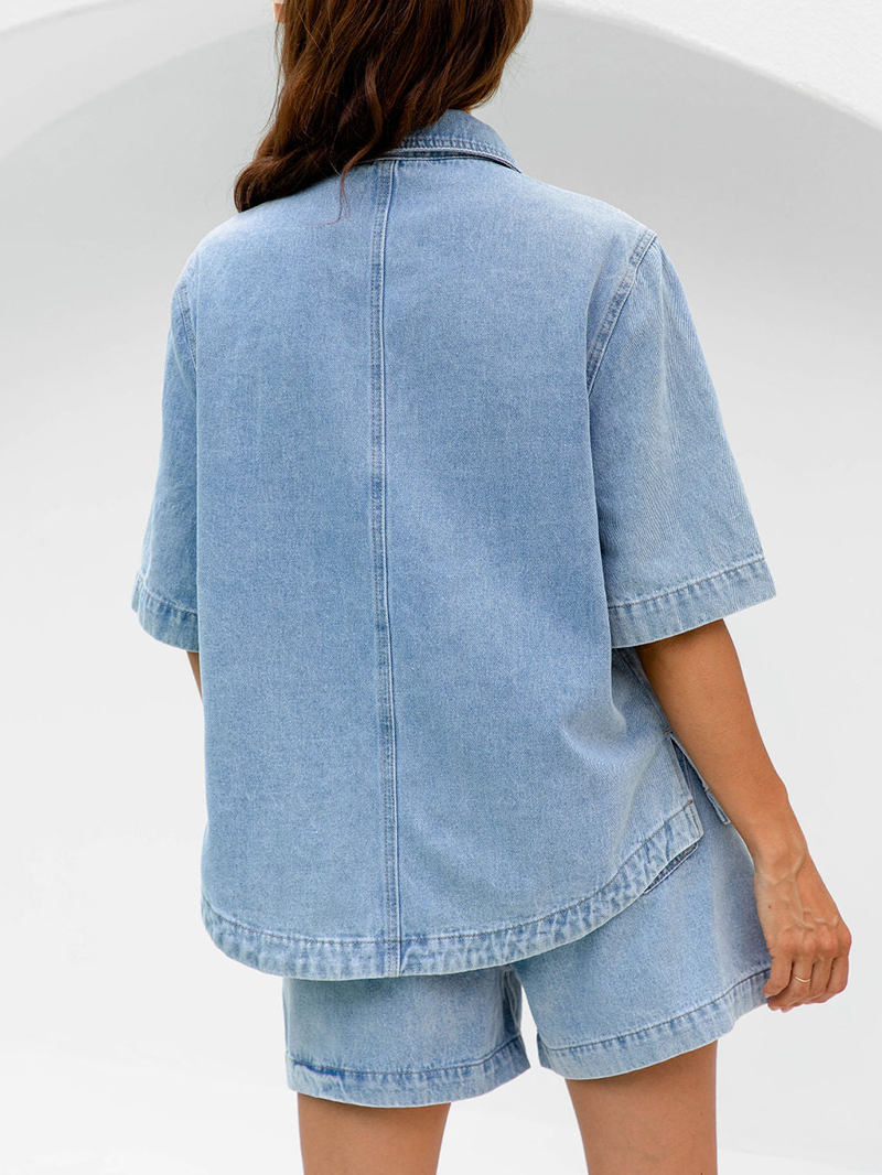 Oversized Denim Shirt  Light Wash