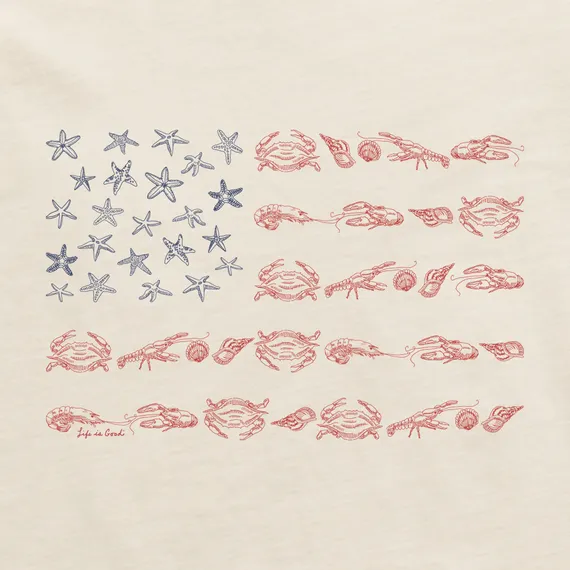 Women's Sea Life American Flag Crusher Tee