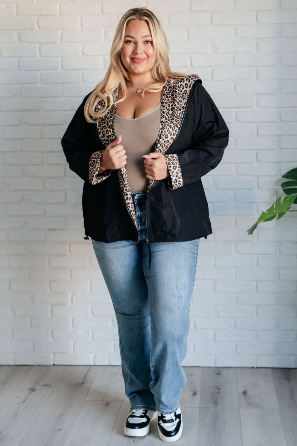 Let's Get Wild Hooded Leopard Print Windbreaker Jacket