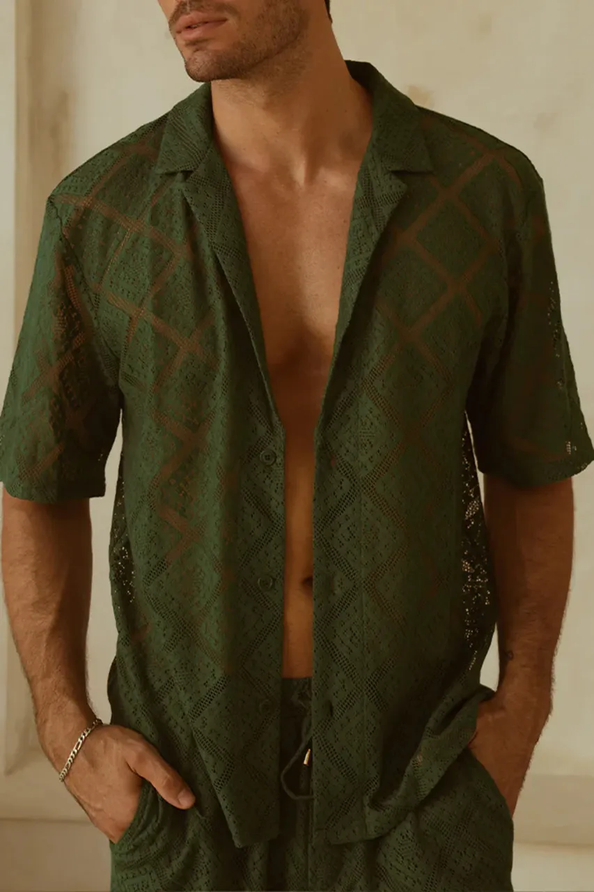 GREEN DEEP V-NECK TULUM SET