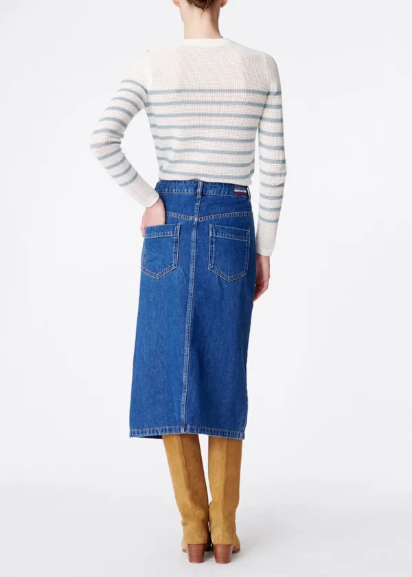 Washed Slit Hem Jean Skirt