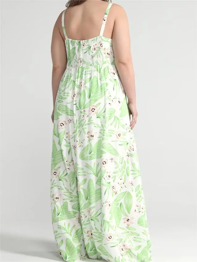 Tropical Print O Ring Maxi Dress