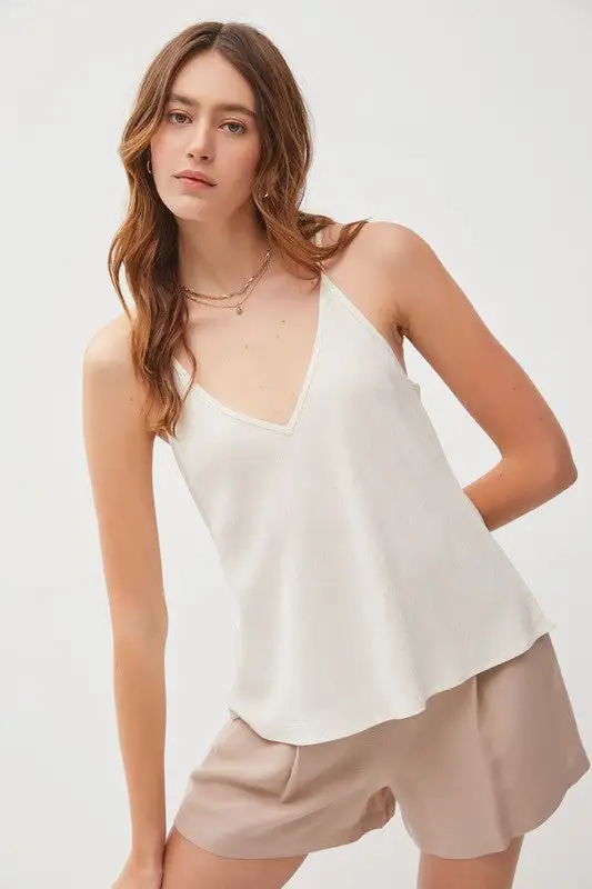 Linen Racerback Vneck Tank