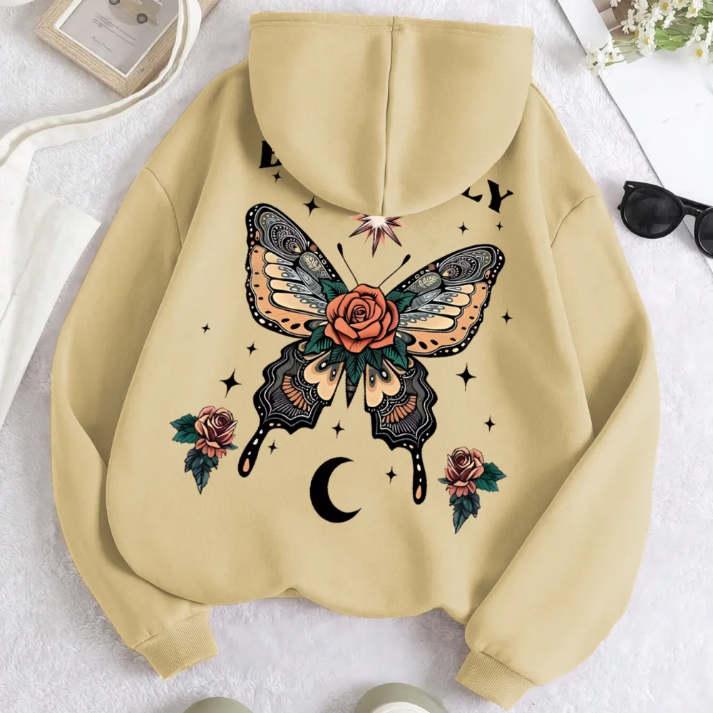 Bohemian butterfly rose City women's fashion hoodie