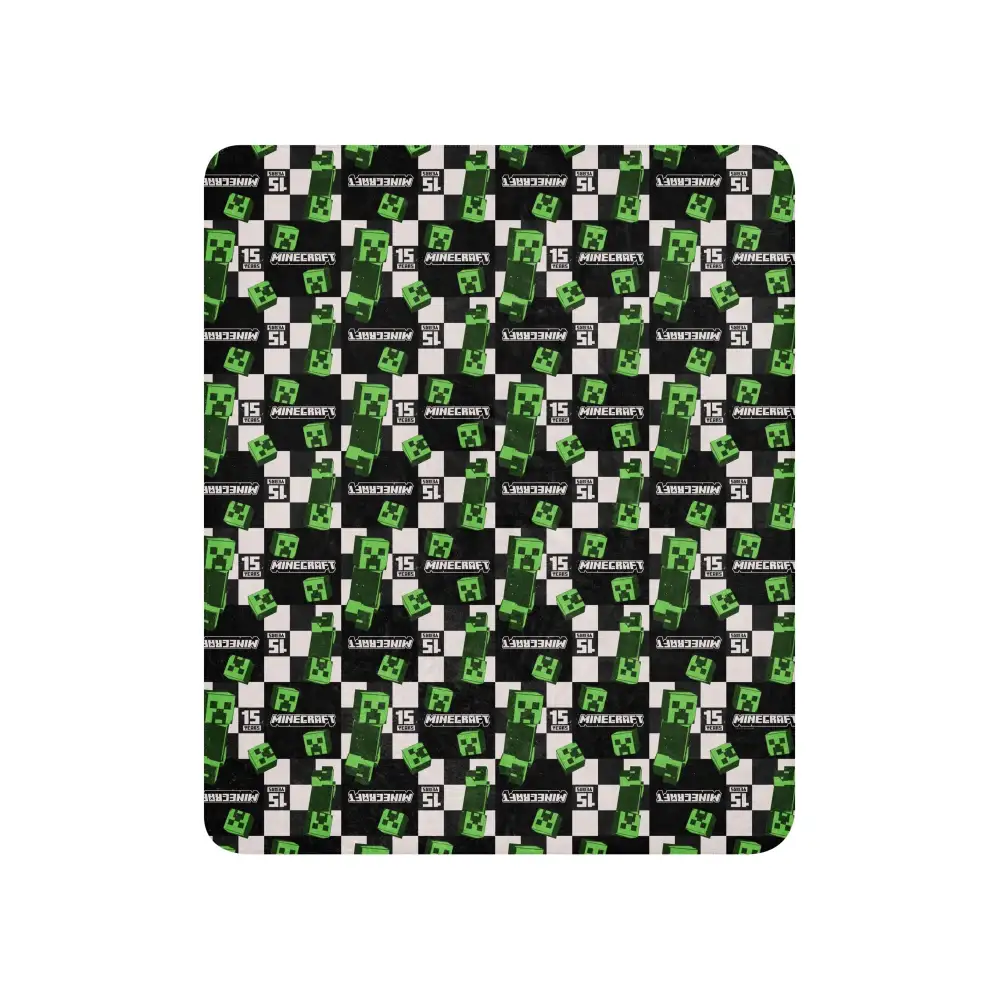 Minecraft 15th Anniversary Checkered Creeper Sherpa Blanket