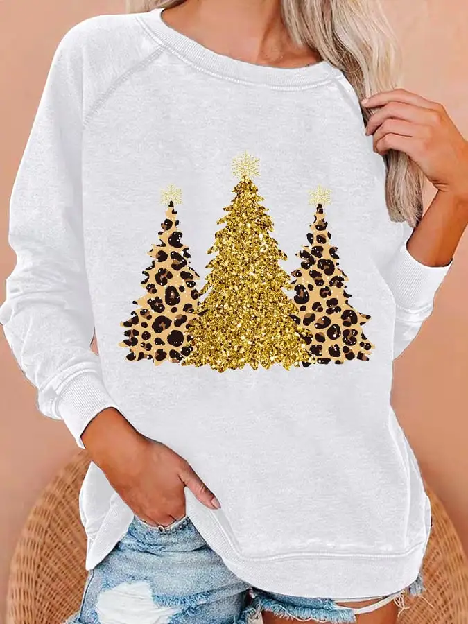 Women's Leopard   Tree Print Sweatshirt