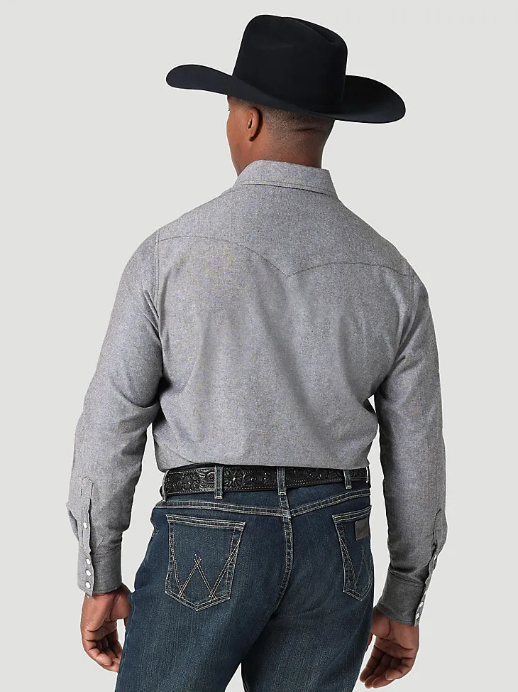 MEN'S COWBOY CUT WORK CHAMBRAY LONG SLEEVE WESTERN SNAP SHIRT IN MOONLESS NIGHT