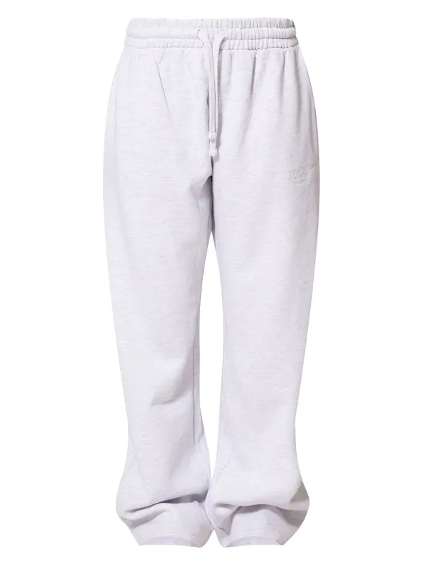 Ash Grey Premium Embroidered Oversized Wide Leg Sweatpants