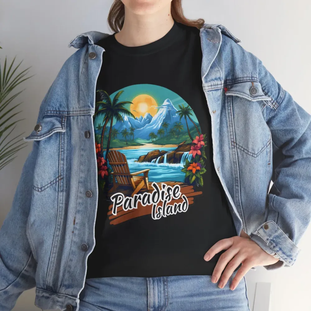 Women's Paradise Island Pattern Printed Tee