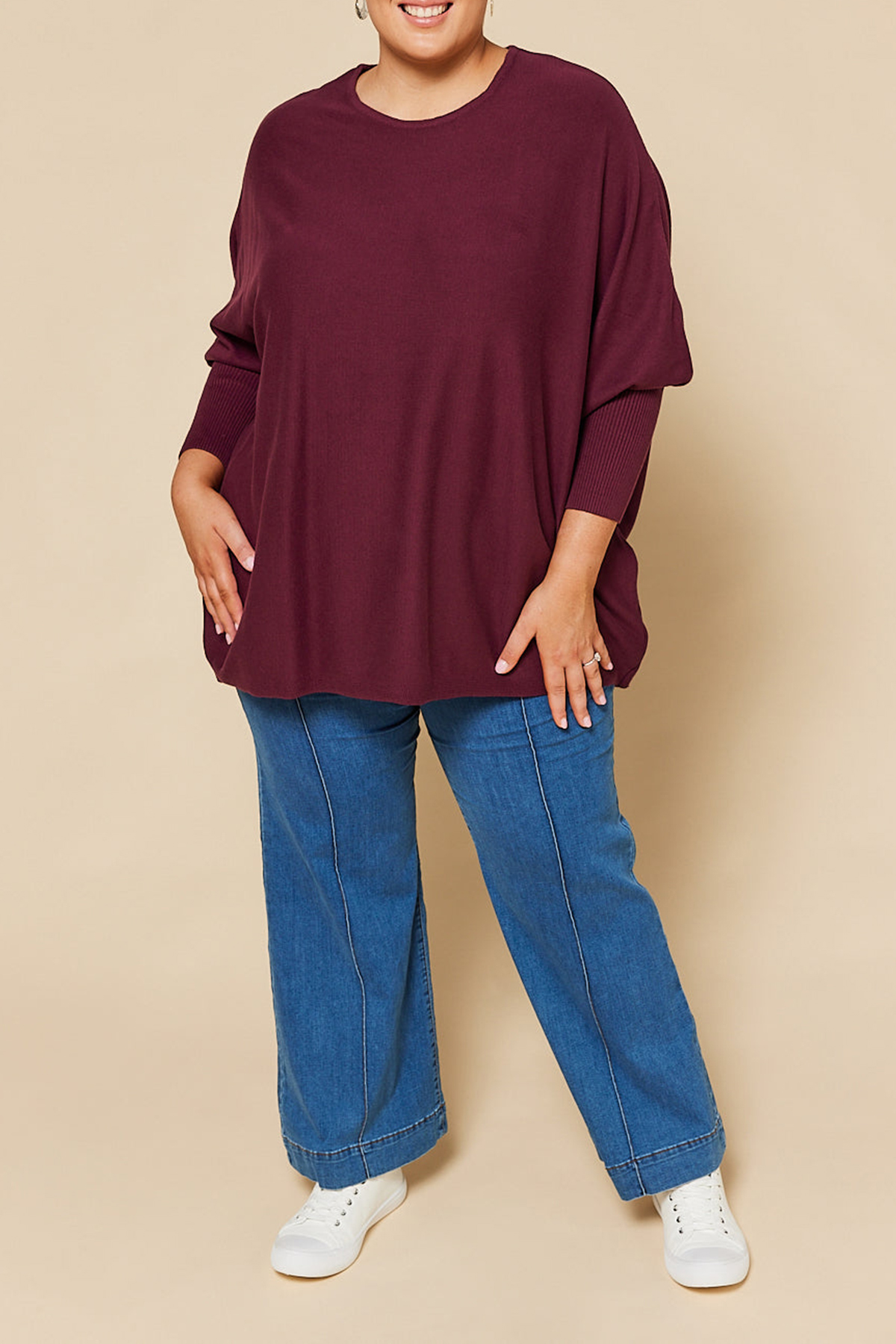 Mia Oversized Jumper In Plum