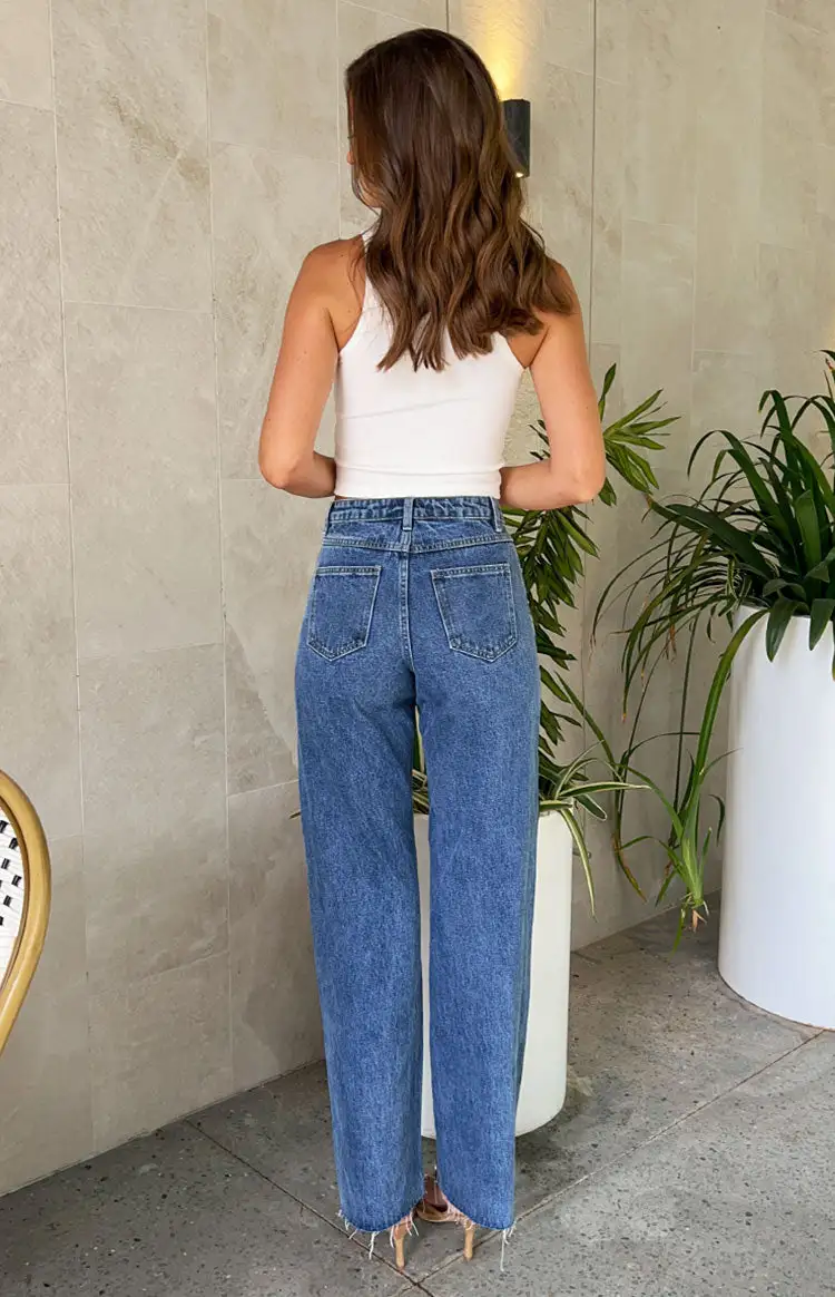 Denim Dazzle Pearl Mid Wash High Waisted Jeans