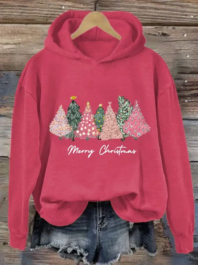 Women's  Merry Christmas! Christmas Tree Casual Hoodie