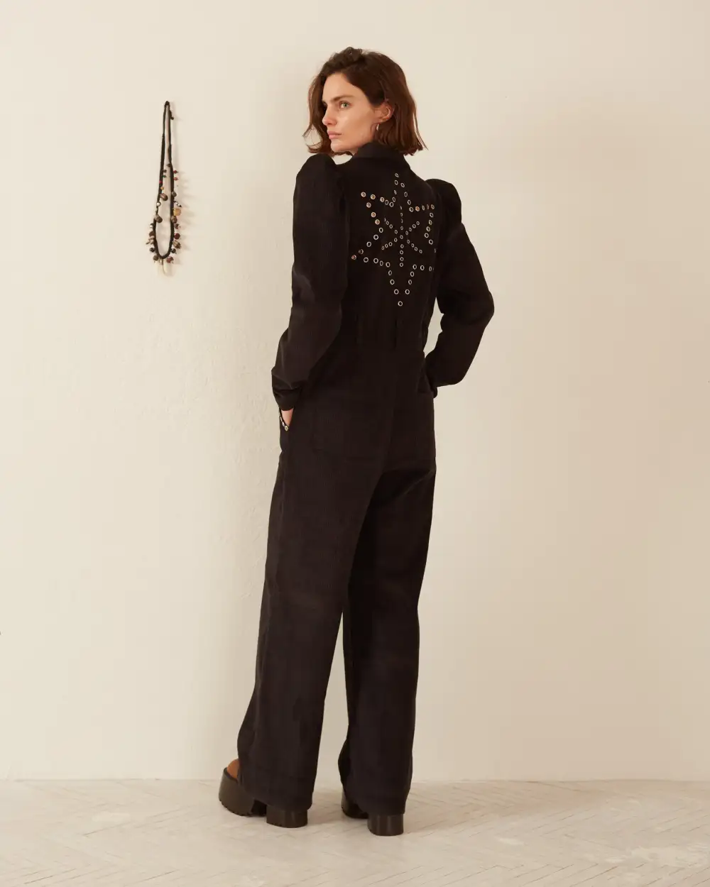 Minnie Onyx Corduroy Jumpsuit