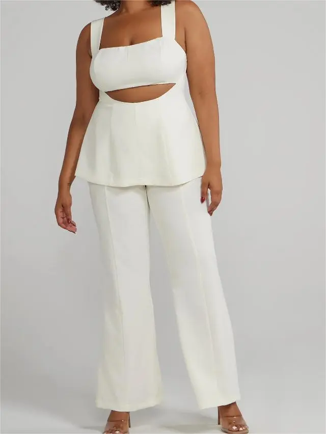 Peplum Waist Cutout Sleeveless Jumpsuit