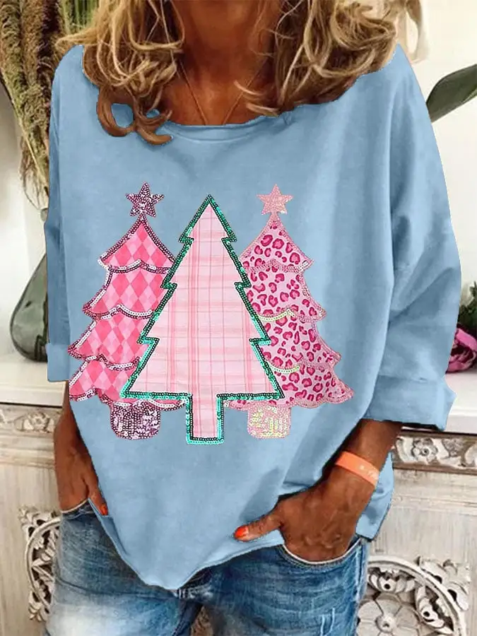 Women's Christmas Tree Print Sweatshirt